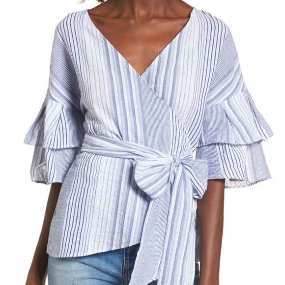 Socialite Tops - SOCIALITE Tier Sleeve Wrap Top
